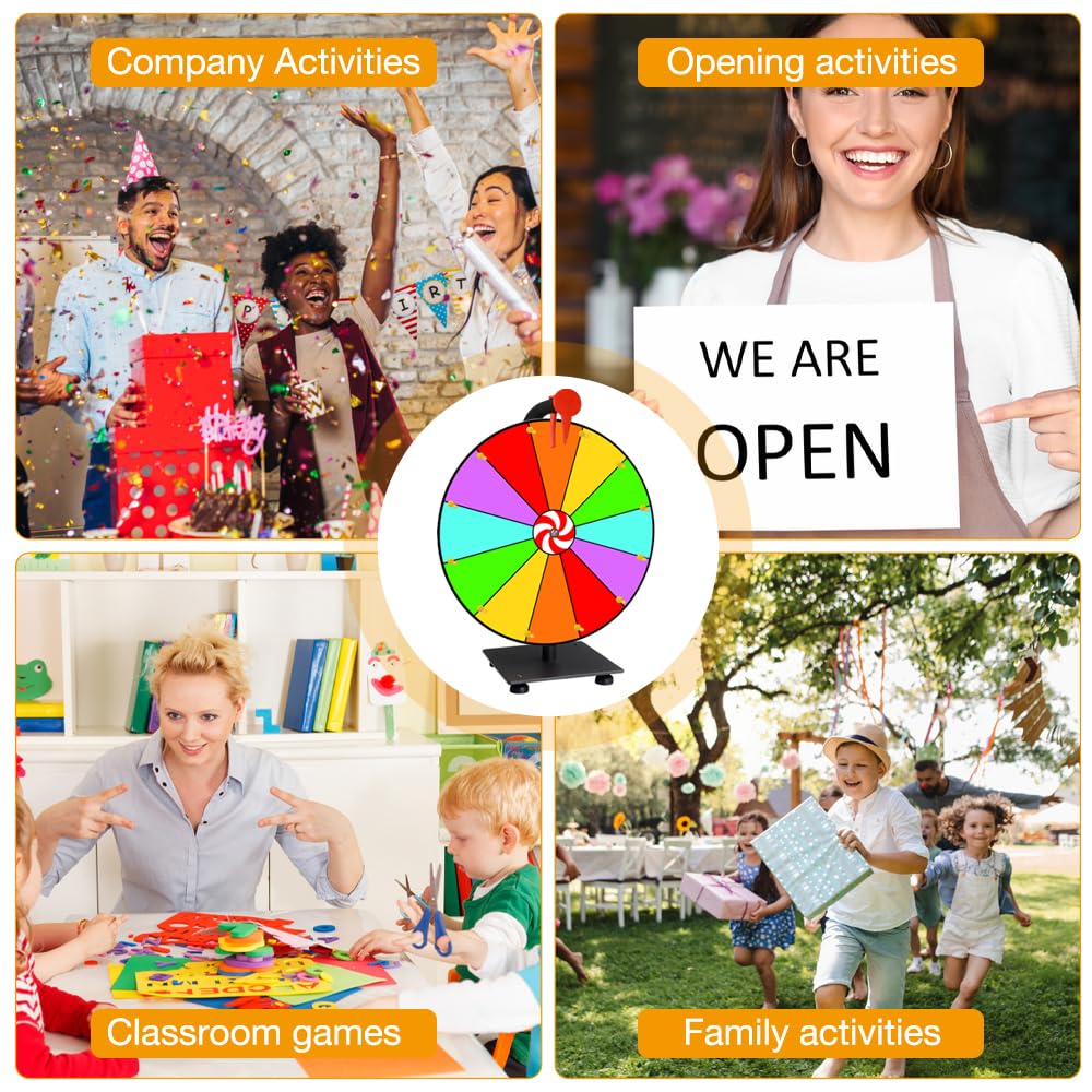Glücksrad, 30cm Glücksrad zum Drehen, 15 Gitter Glücksrad zum Selbstgestalten, Glücksrad mit Radiergummi und Markierstift, Preisrad Spielzeug, Drehrad Glücksrad für Wortspiele, Karneval Party