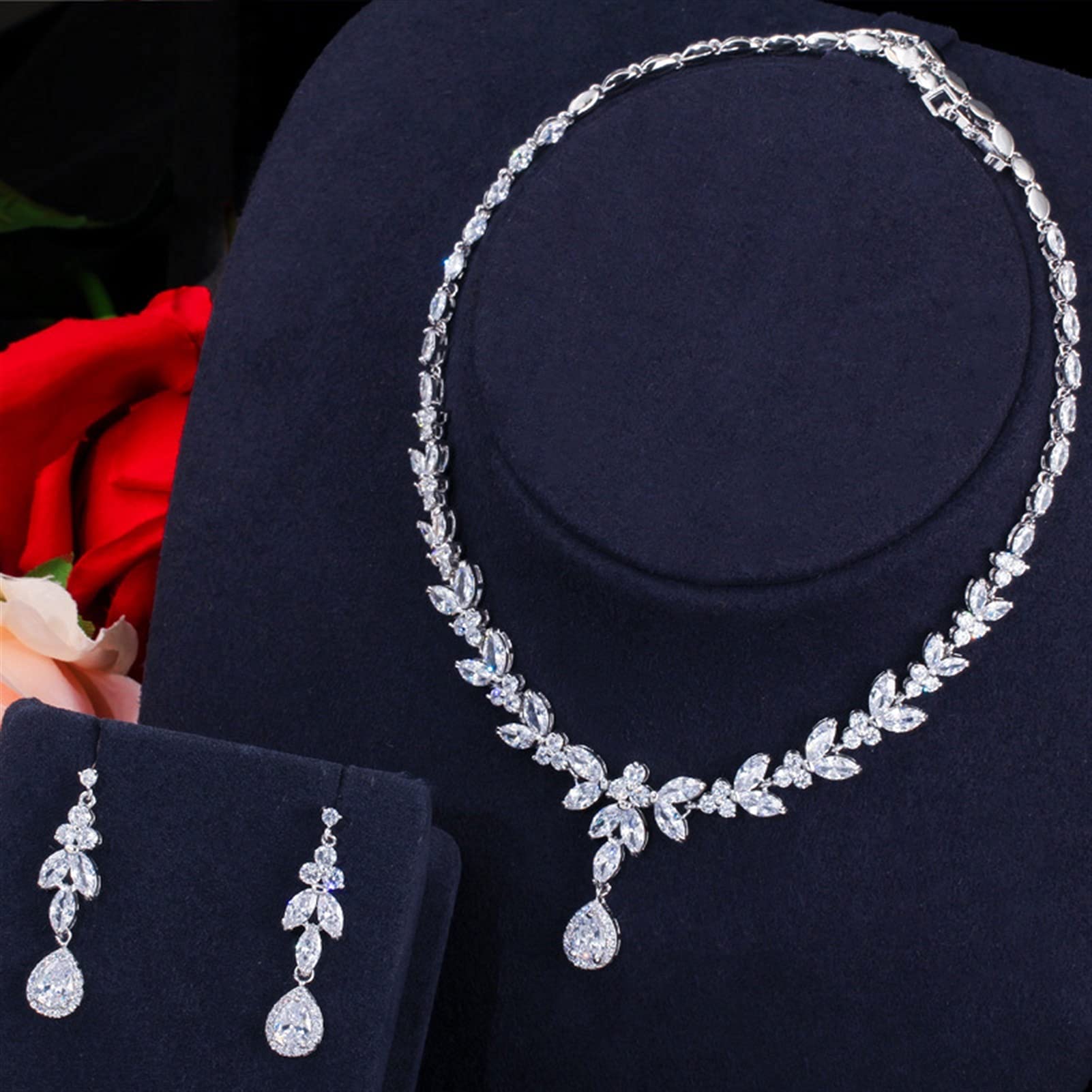 Schmuck-Set aus Zirkonia, Gelbgold, Bräute, Hochzeit, Schmuckset für Damen, Partykleid