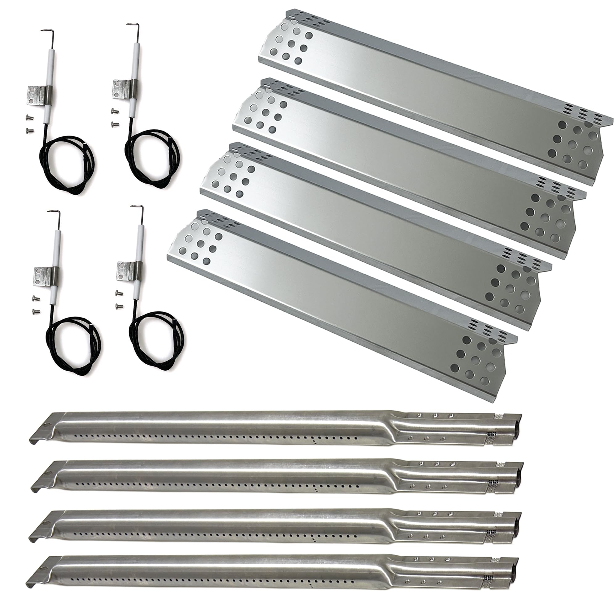 Direct Store Parts Kit DG173 Replacement 16 15/16 inch Burner, Heat Plate, Ignitor kit for Kitchen Aid 720-0733A, 720-0745, 720-0745B 4 Burner Gas Grill Models, 4 Pack