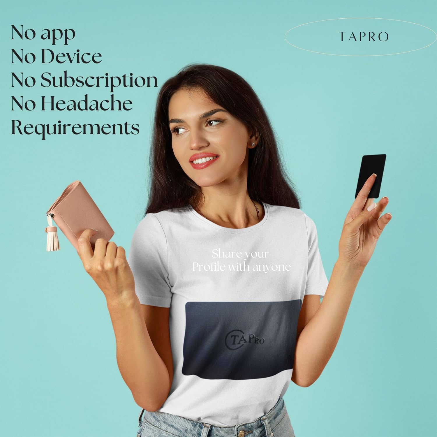 TAPro Digitale Visitenkarte – NFC & QR-Code Tippen, um kontaktlose Informationen zu teilen, keine App erforderlich, Smart-Kontaktkarte im Taschenformat für iPhone und Android