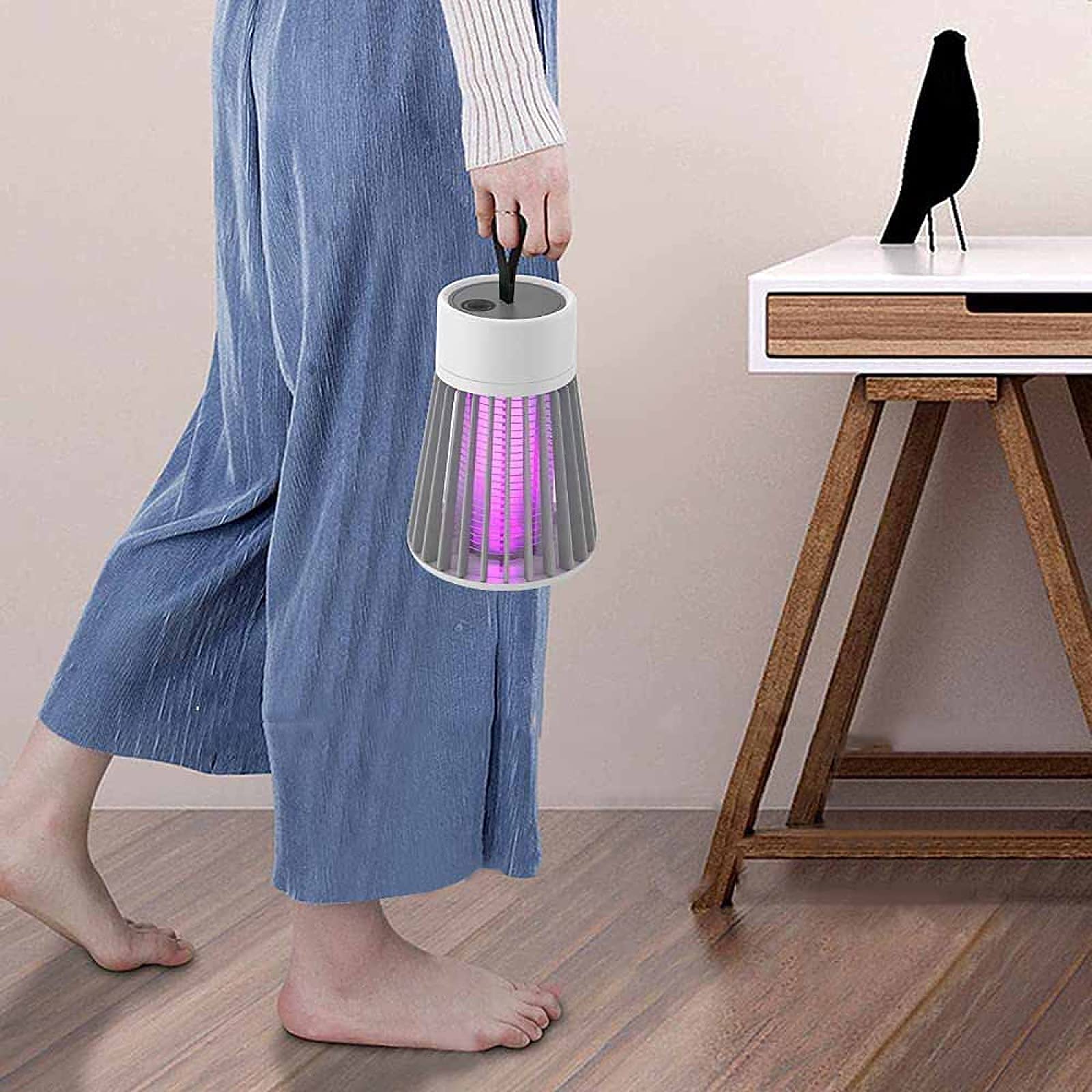 Lampada repellente per zanzare diritta, Lampada trappola per zanzare a LED, Lampada repellente per zanzare portatile, Lampada repellente per zanzare elettrica, Alimentatore USB, Ricaricabile USB (Rica