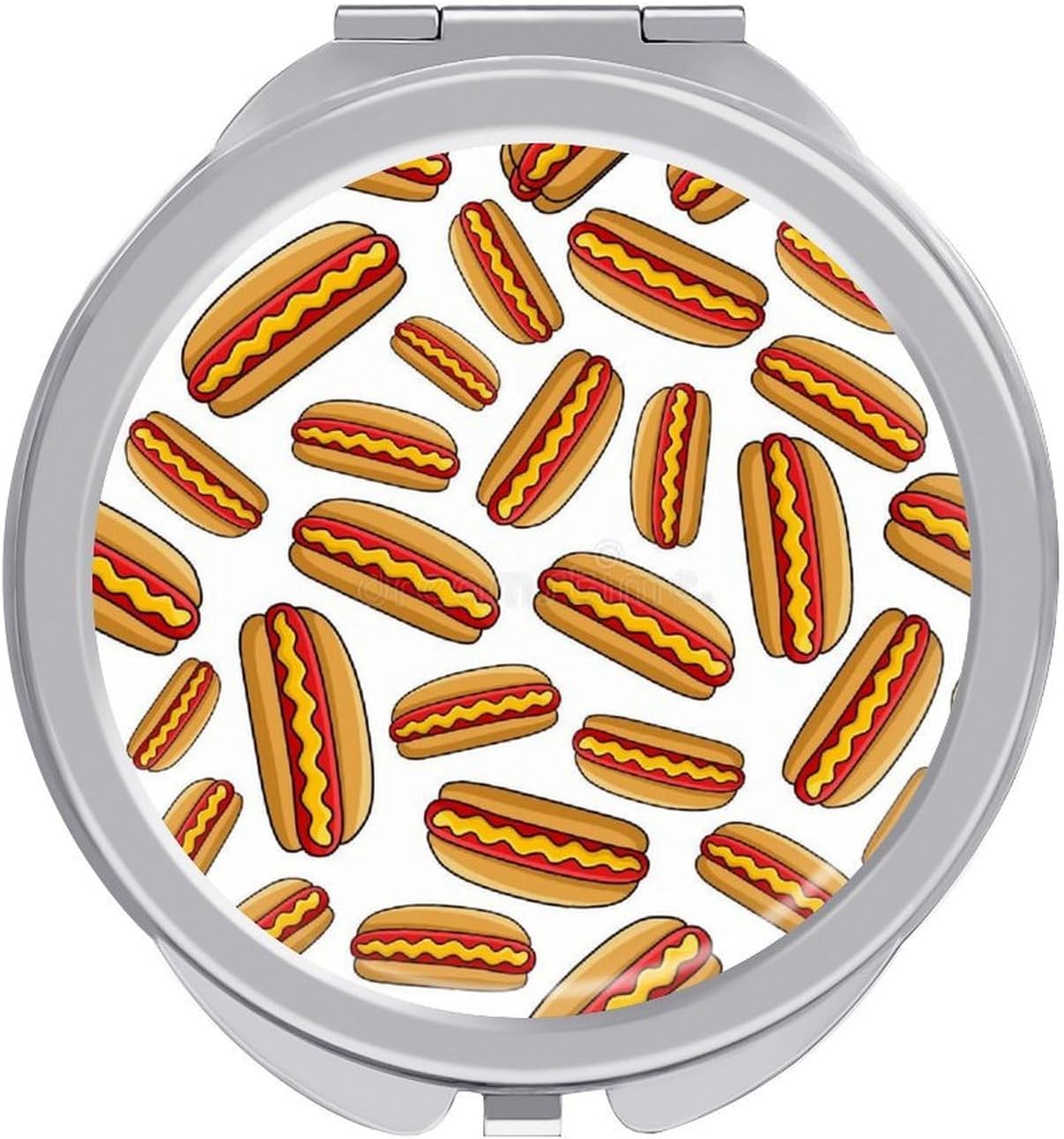 Funny Hot Dog Folding Makeup Mirror，Portable Mirror with Cover, Thin and Lightweight