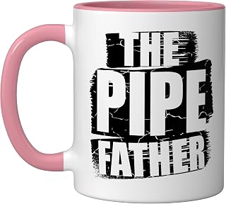 Plumber Dad Profession Plunger Plumbing Pipefitter Ceramic Mug, Pink/White
