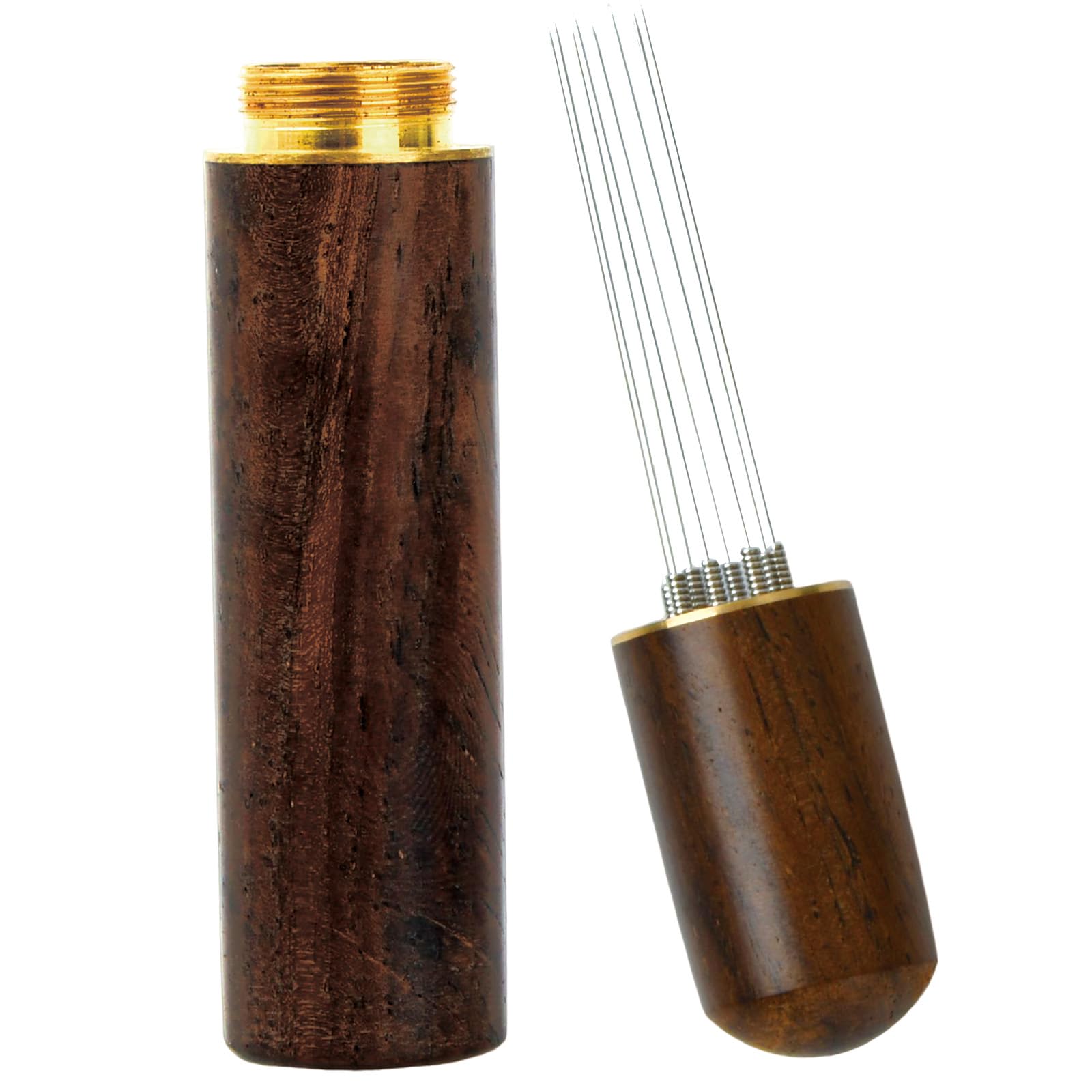 Espresso Distribution Tools Coffee Tamper Espresso Needle 6/8 Needles Coffee Stirrers Natural Wood Handle Stainless Steel Coffee Distributor Needle (8 Needles)