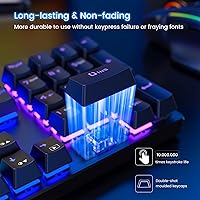 Vista 8 de RisoPhy Teclado mecánico para juegos, RGB de 104 teclas ultradelgado con retroiluminación LED USB con interruptor azul, teclas ABS duraderas, Negro