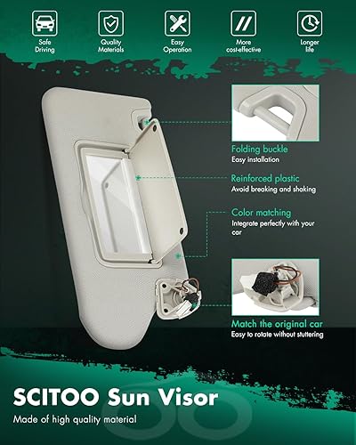 Miniatura 3 de SCITOO Reemplazo de la visera del parasol del lado derecho del pasajero para Nissan Altima con techo corredizo 2013-2018