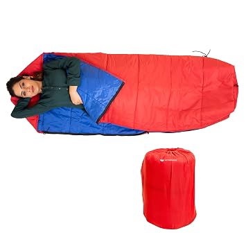 Unisex Polyester Travel/Camping/Hiking Sleep Sleeping Bag for Men and Women - Red, Having Height Upto 6 feet Single Person and Winter Temperature Rating 5 to 20 Degree Celsius