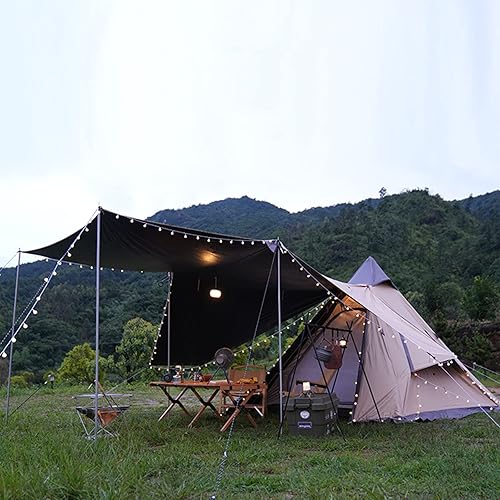 Miniatura 3 de Tienda de campaña de lona para acampar al aire libre, tienda de campaña tipi india para adultos para 2  3 personas, tienda piramidal de fácil