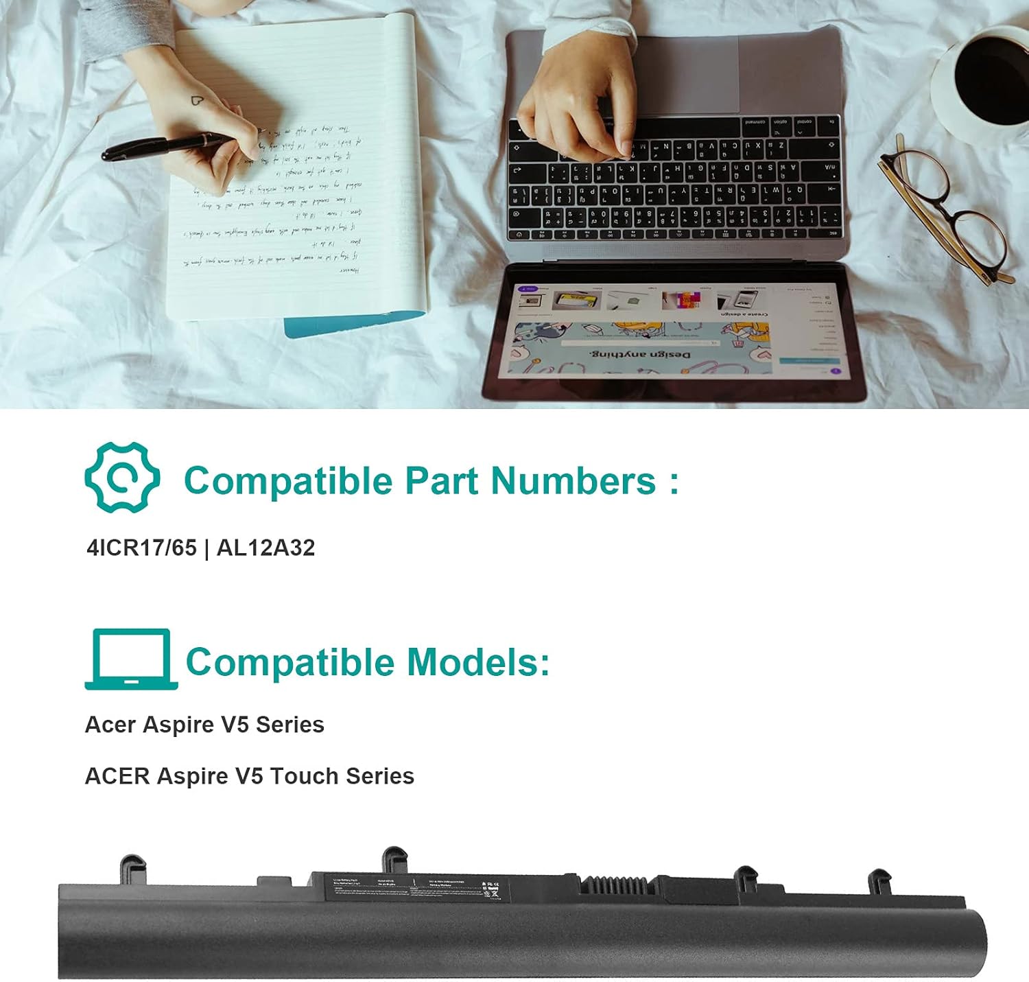 Fancy Buying Laptop Battery for Acer Aspire V5 571P 6642 6657 6831 6835 6887 6888 571PG TZ41R1122 Aspire V5-571P-6472 Aspire V5-571P-6473 Aspire V5-571P-6485 V5-571P-6499 V5-571P-6604 4-Cell 2200MAH