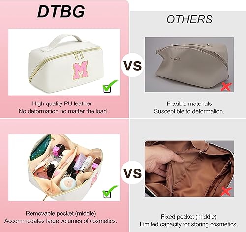 Miniatura 4 de Bolsa de maquillaje con iniciales personalizadas para mujer, Blanco, Small (3