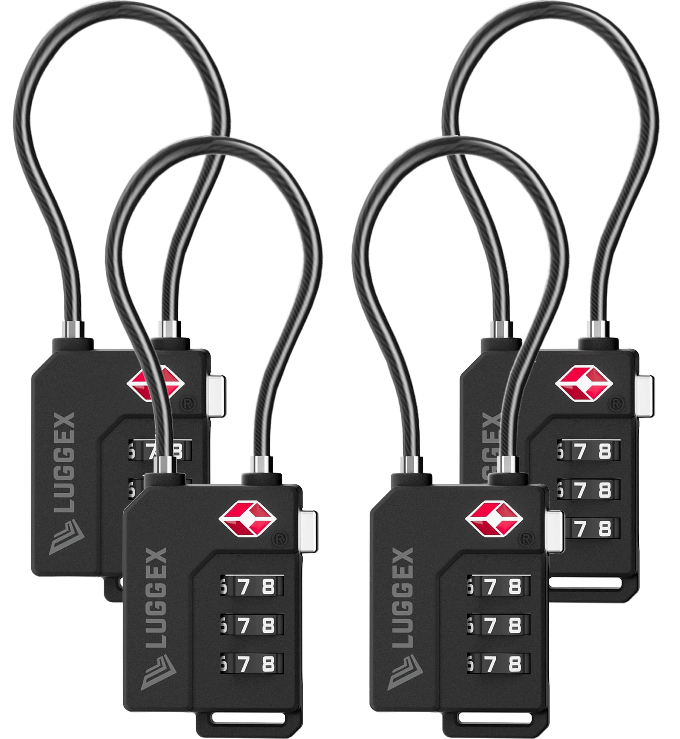 LUGGEX 4 Pack TSA Locks for Luggage, Luggage Locks TSA Approved