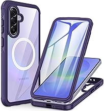 CENHUFO for Samsung A56 Case/Samsung A36 Case Built-in Glass Screen Protector Fits Magnetic, 360 Full Body Shockproof Protective Rugged Bumper Phone Case for Samsung Galaxy A36/A56 -Purple