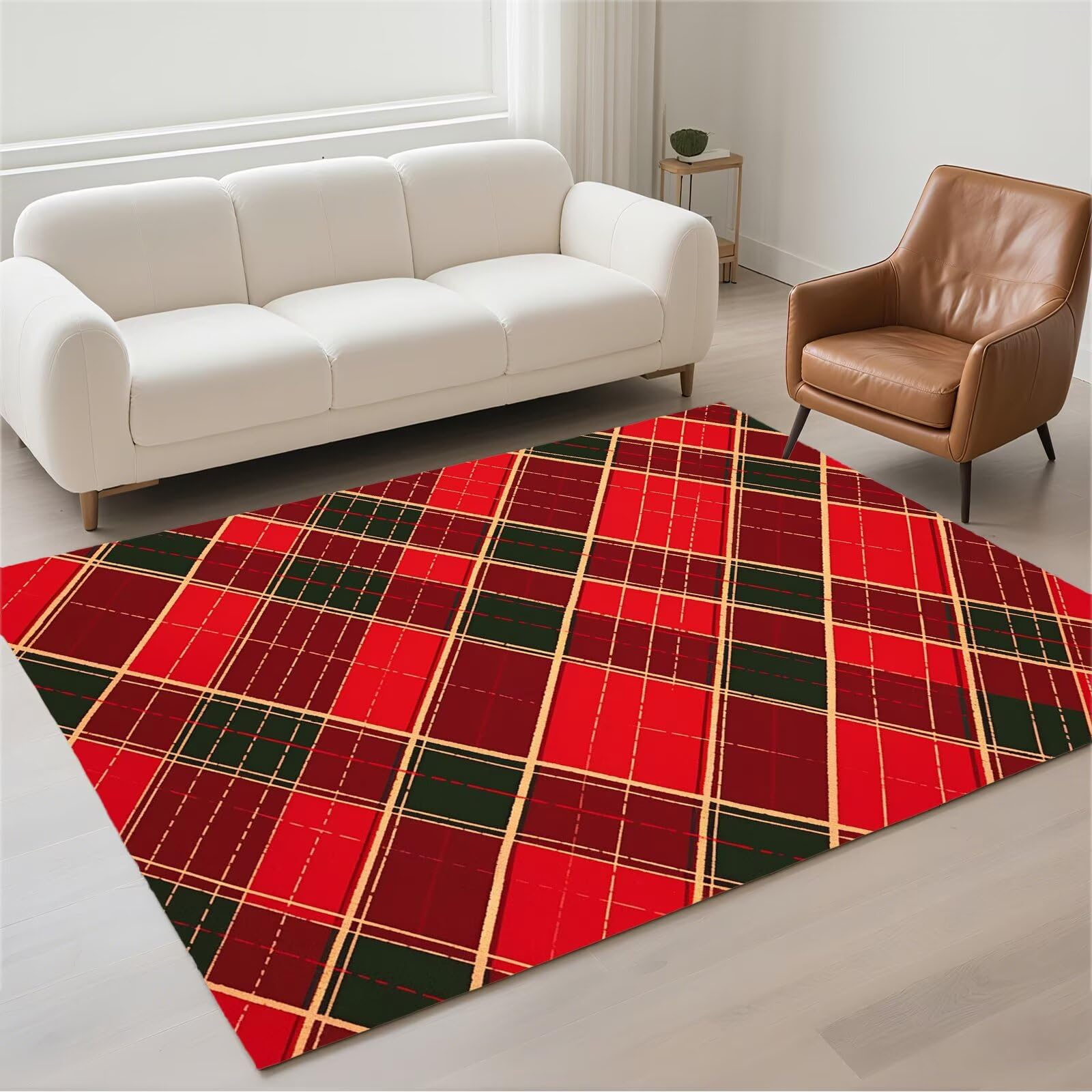 Tapis rouge 50x80 cm lavable et imperméable pour entrée et cuisine