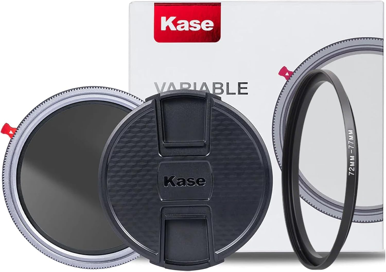 Kase 77mm & 72mm Dual Size Variable ND3 to ND236 + CPL 2 in 1, 1.5-8 Stops Adjustable Multicoated ND & Circular Polarizing Filter with Lens Cap + 72-77 Step-Up Ring, HD Optical Glass for Camera Lens