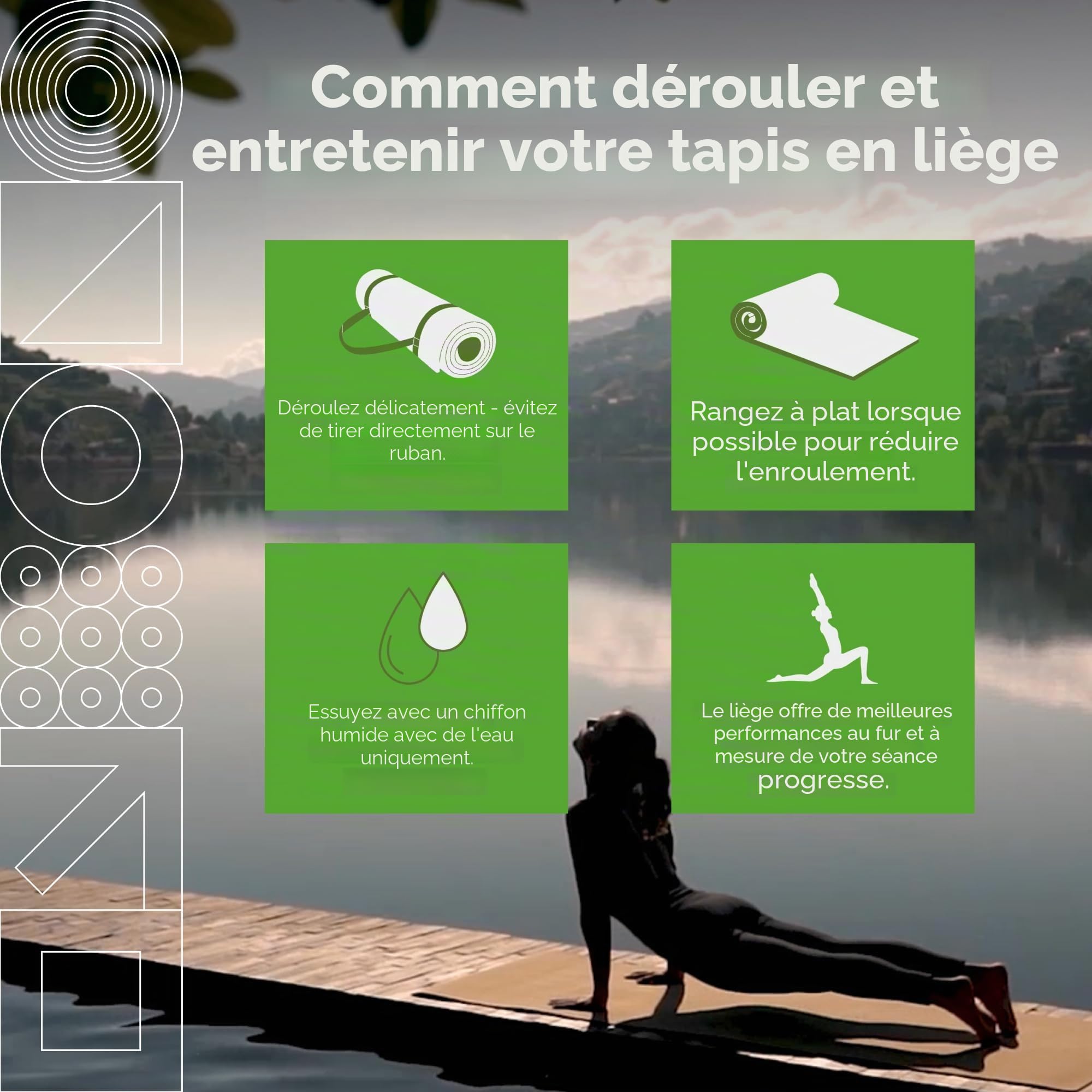 Go4Cork Tapis de Yoga Liège Antidérapant, Naturel/Noir, 195 x 65 x 0,4 cm | Grand & Écologique, Léger & Compact, pour le Sport à Domicile, Fitness, Pilates & Étirements