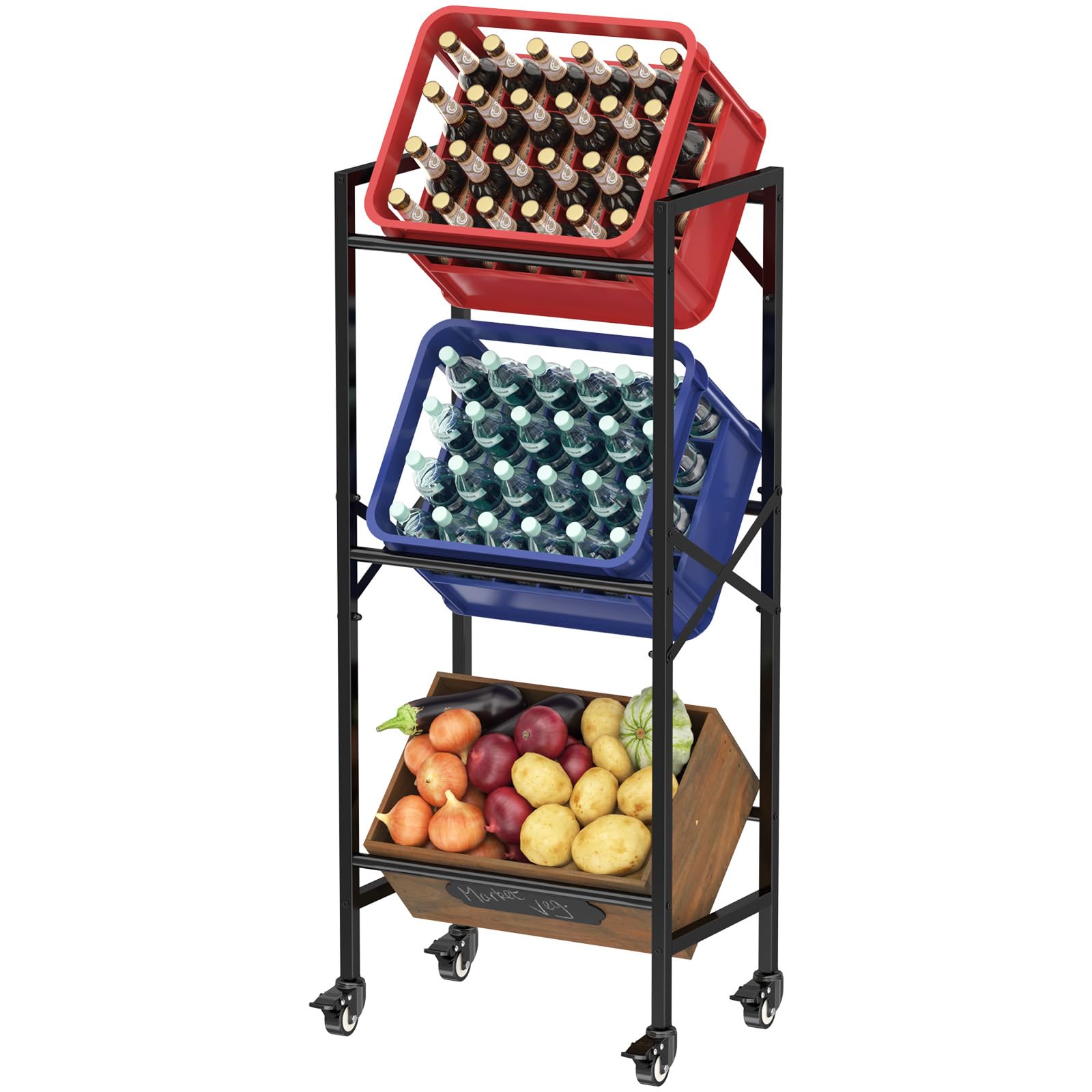 Étagère à Caisses De Boissons 105x32x85cm Étagère De Rangement Métal