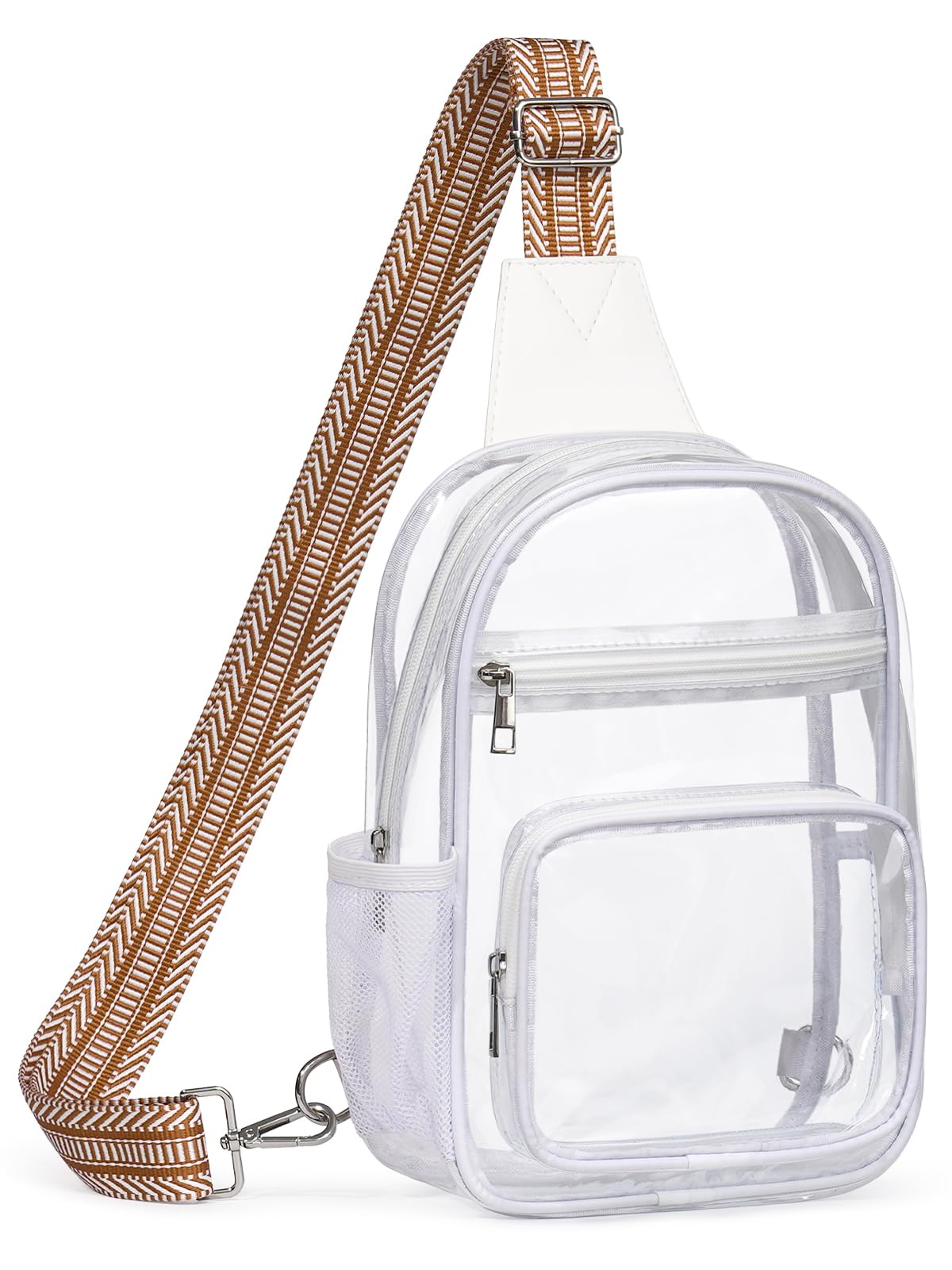 QOECI Clear Bag for Stadium Events, Clear Purses For Women Men, Transparent Crossbody Bag, See Through Large Sling Backpack