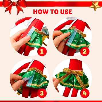 JOYIN 3 Pcs Christmas Skirts for Doll, Xmas Green Santa Clothing Dance Dress Accessories Set for Christmas Decorations and Specials