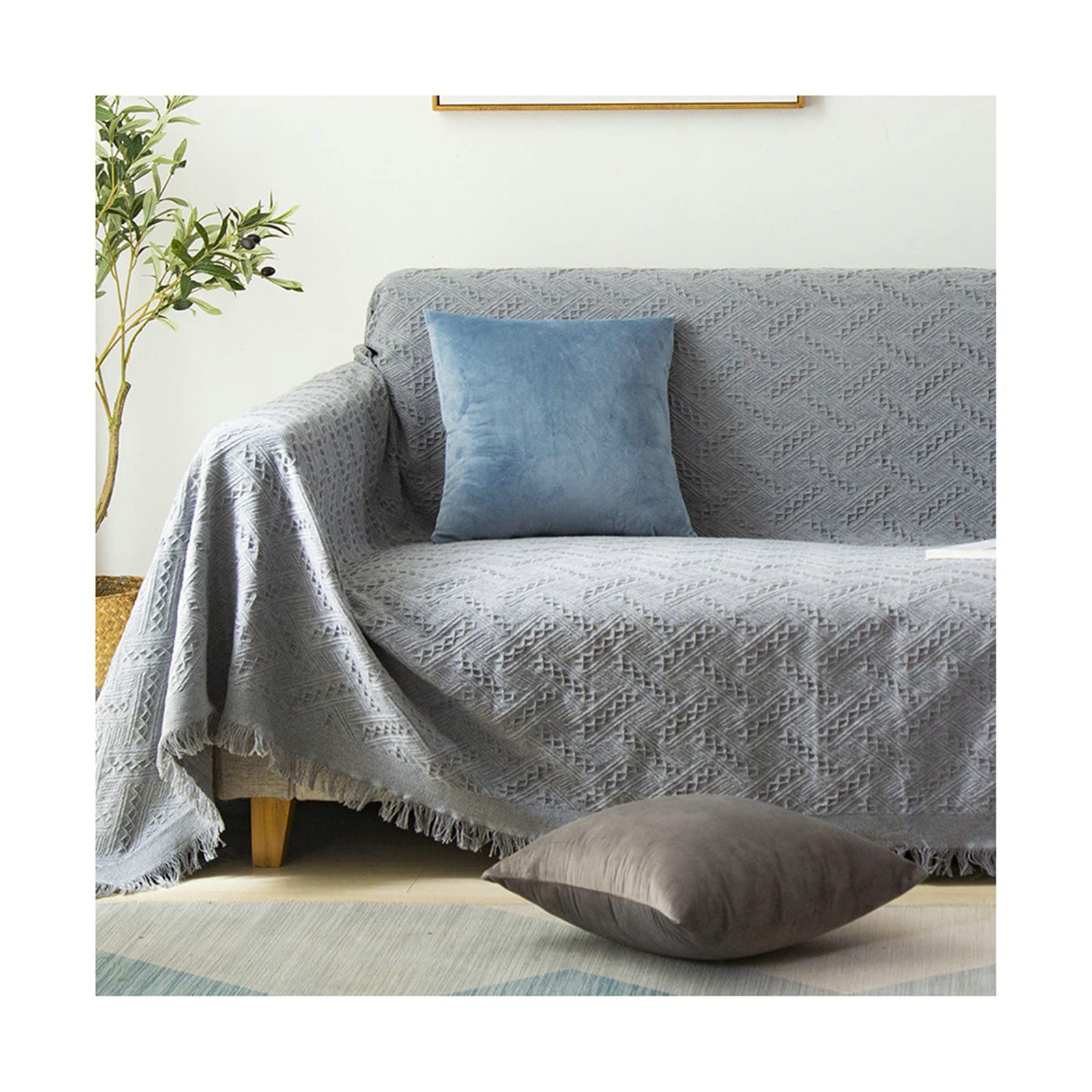 Housse de canapé 3 places extensible et protectrice en coton imprimé