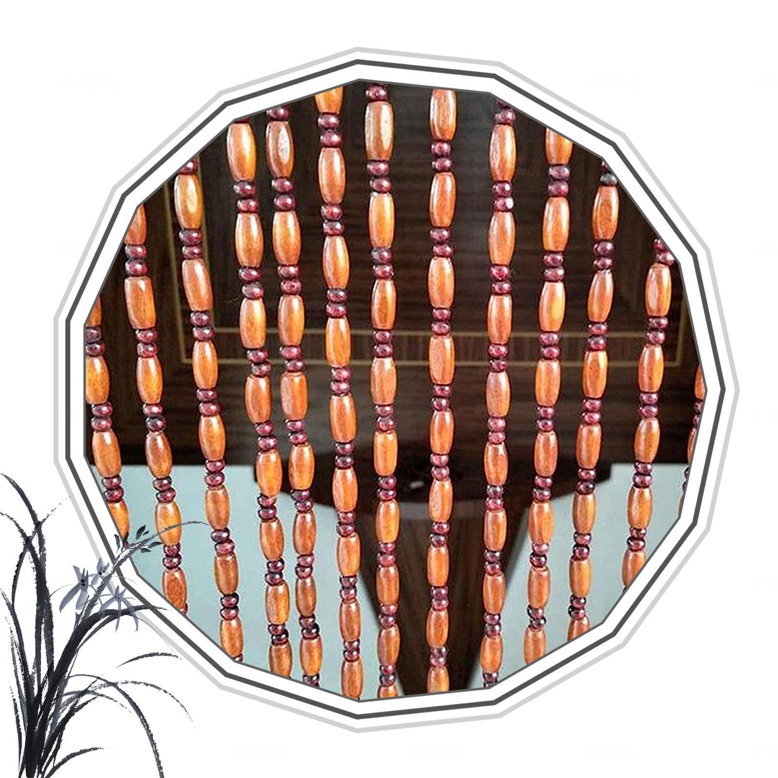 Cortina De Cuentas De Madera Marrón,Cortina De Mosca,Retro Separador De Ambientes O Decoración De Balcón,Cortinas De Privacidad Transpirables,60-145cm De Ancho,para Puerta,70strands-140x210cm