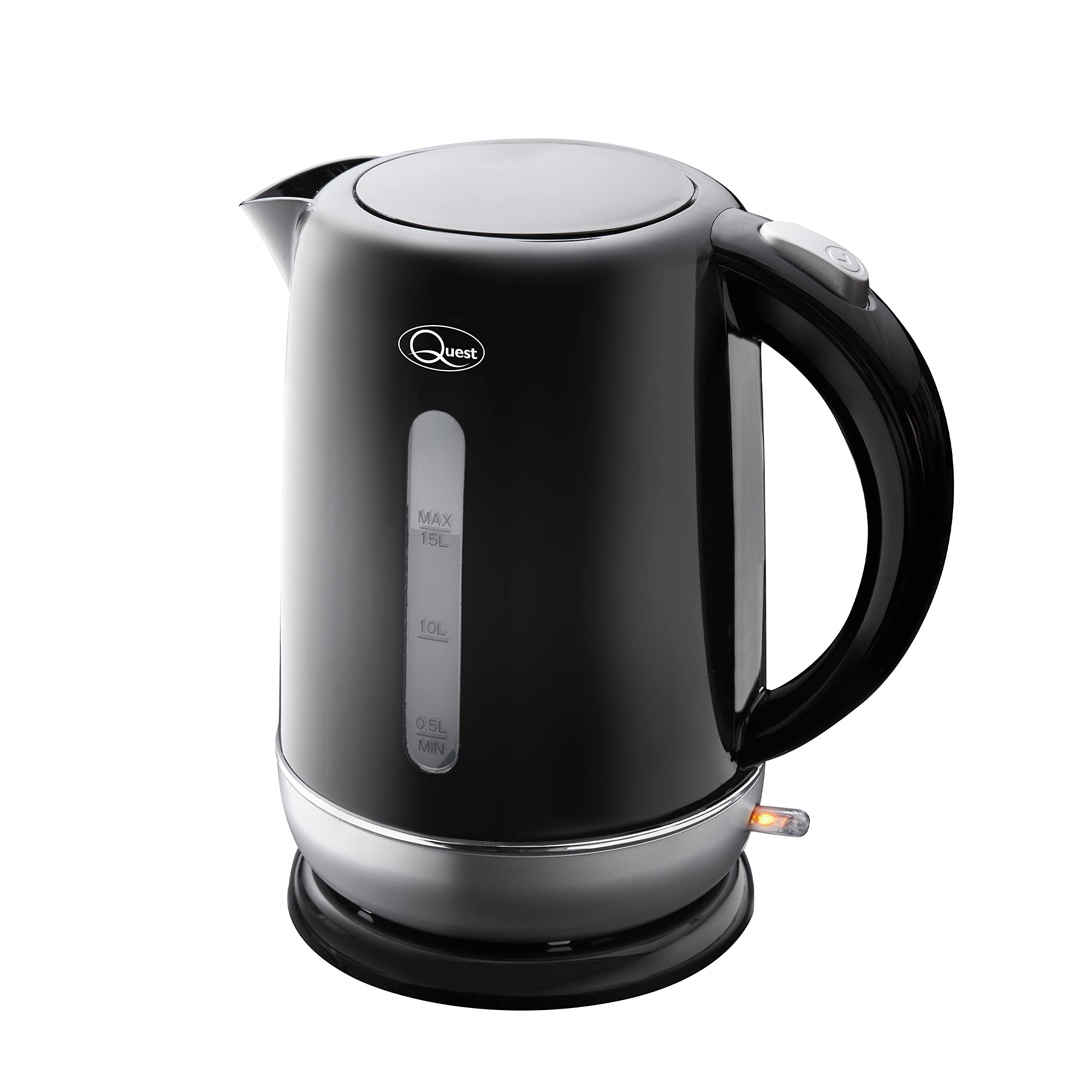 Quest 39909 Electric Kettle - Black & Silver, Black,Silver/Grey