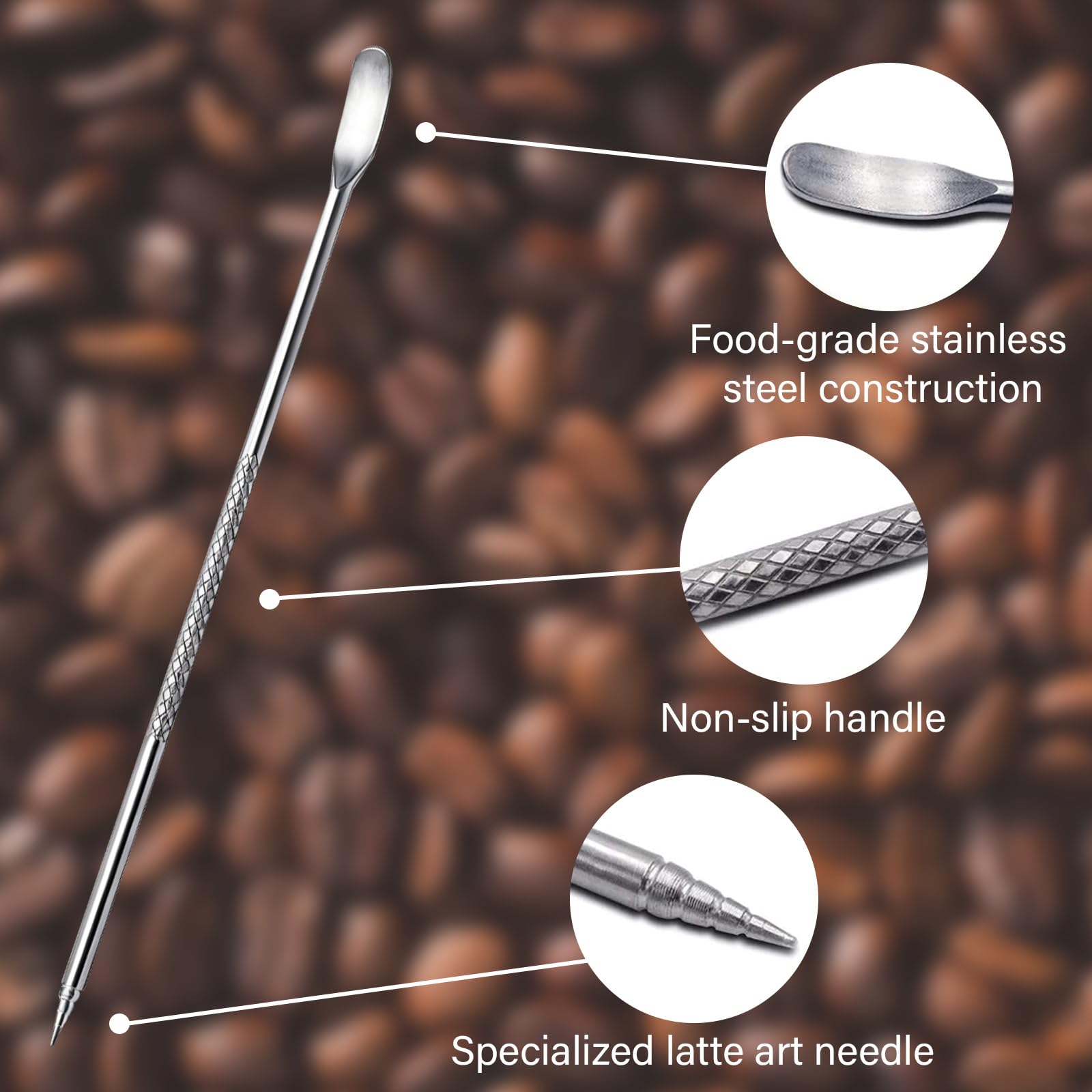 Brocca per latte in acciaio inox da 350 ml/12 oz con matita decorativa e scala, caraffa per latte Barista, ideale per espresso, cappuccino, latte, argento