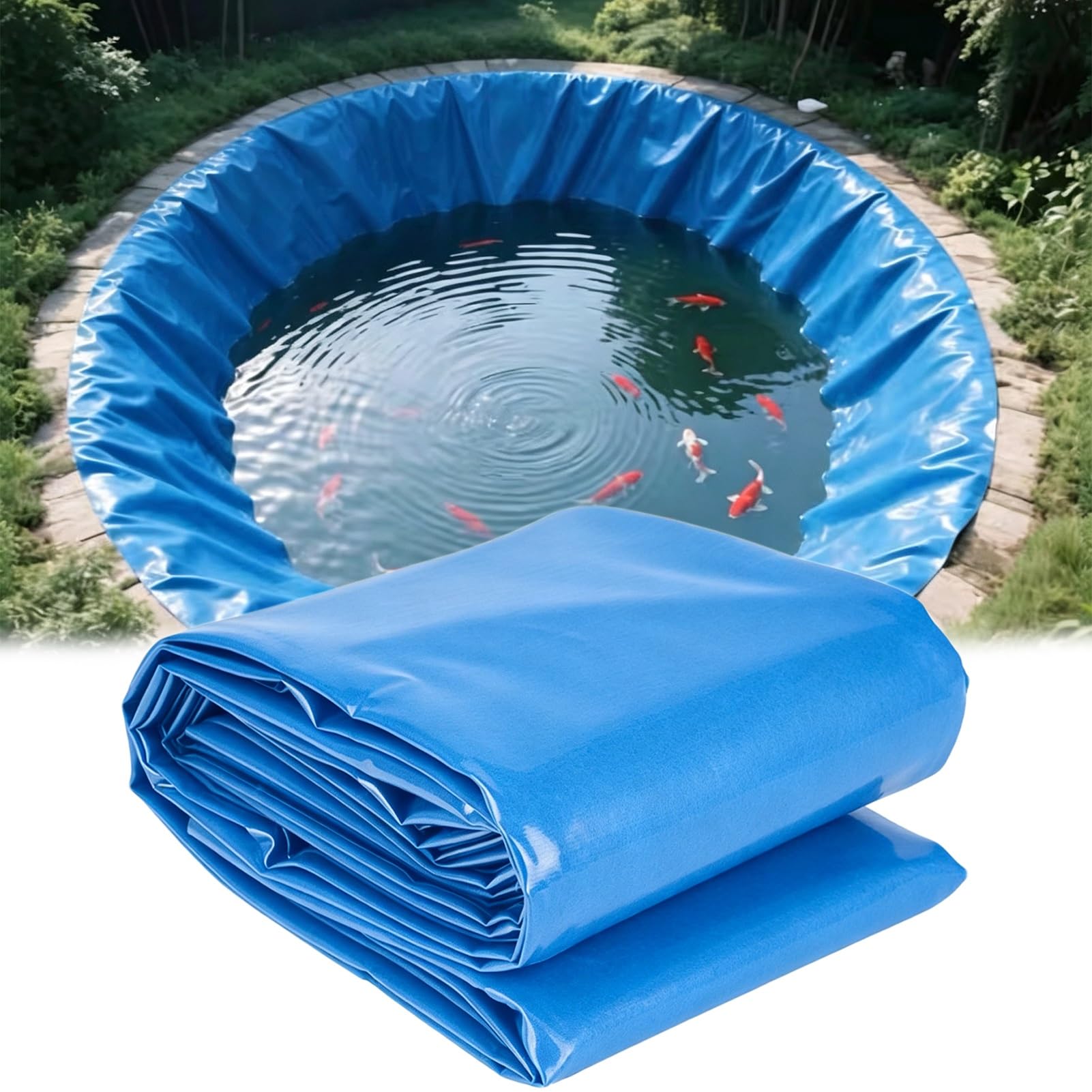 Yopappol Blue HDPE Pond Liner, 7x10FT Flexible Fish Pond Liners, UV Resistant Waterproof Membrane for Koi Pond, Water Garden, Stream and Outdoor Fountain(2x7m(6.5x23ft))