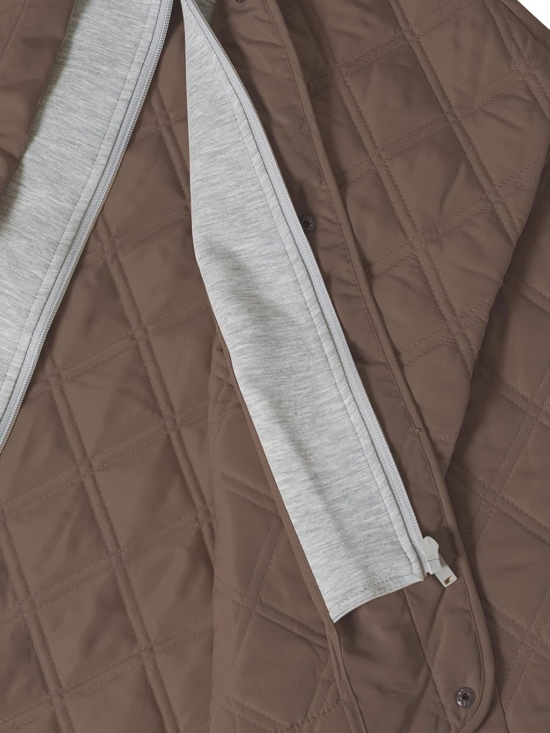 Design by Olivia Women's Contrast Hoodie Quilted Jacket Lightweight Casual Padded Outerwear Coat - Image 6