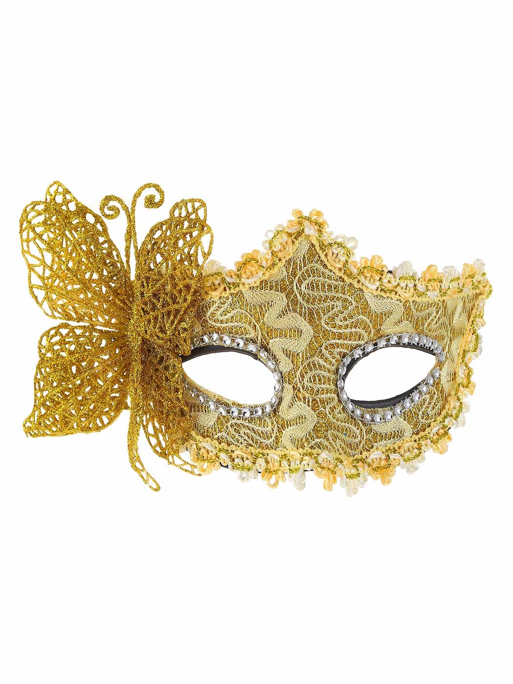 Jovono Butterfly Masquerade Masks Lace Venetian Masks Halloween Cosplay Costume Mask for women (Gold)