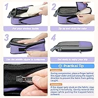 Vista 109 de BAGAIL 4 juegos/6 juegos/8 cubos de compresión para embalaje, accesorios de viaje, organizadores de embalaje expandibles (malla cuadrada, 06-beige)