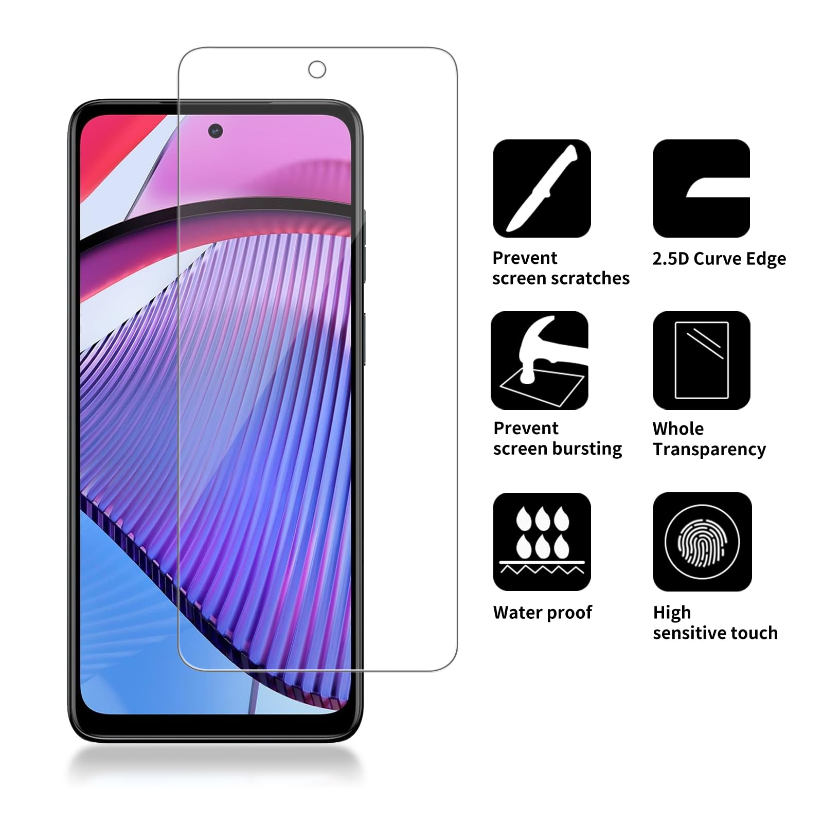 Paquete de 4 protectores de pantalla de vidrio compatibles con Motorola Moto G Power 5G (2023) / XT2311 [dureza 9H], vidrio templado HD, resistente a los arañazos, fácil de instalar [compatible