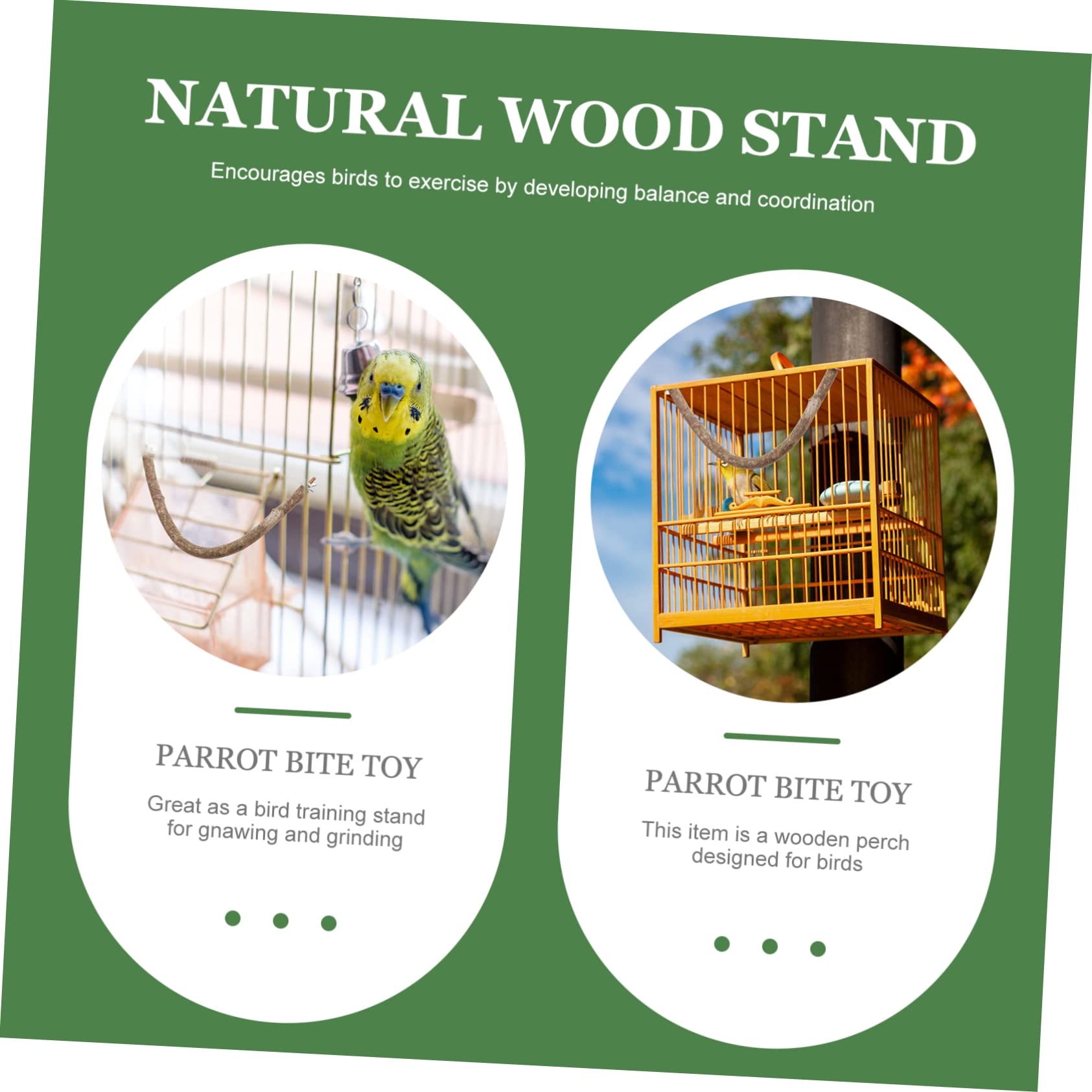 Yardwe 3piezas Percha De Madera para Aves Soporte para Entrenamiento De Juguete para Masticar y Ejercicio De Pies Accesorio Natural para Jaulas De Aves