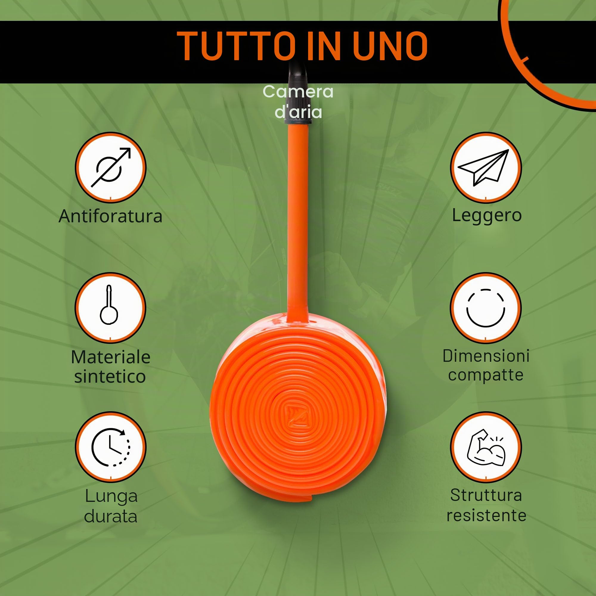 Tubolito CX/Gravel 700C x 32-50 mm, valvola Presta 42 mm/60 mm, leggera, resistente e compatta, compatibilità con cerchioni e freni a disco