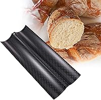 Vista 5 de Luxshiny Pan de pan francés, herramienta para hornear de cocina, antiadherente, perforada, sartén para pan francés, sartén para hornear pan francés
