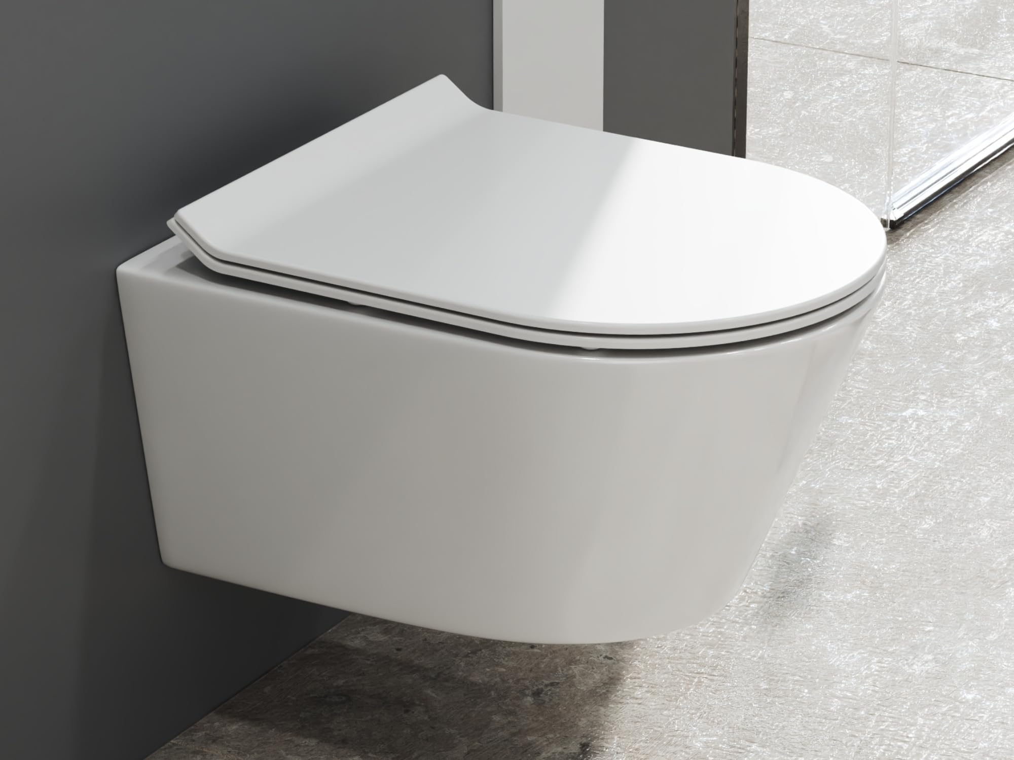 Beta CT2070V - Inodoro sin bordes, color blanco, cierre suave, nano-revestimiento, ideal para baños pequeños