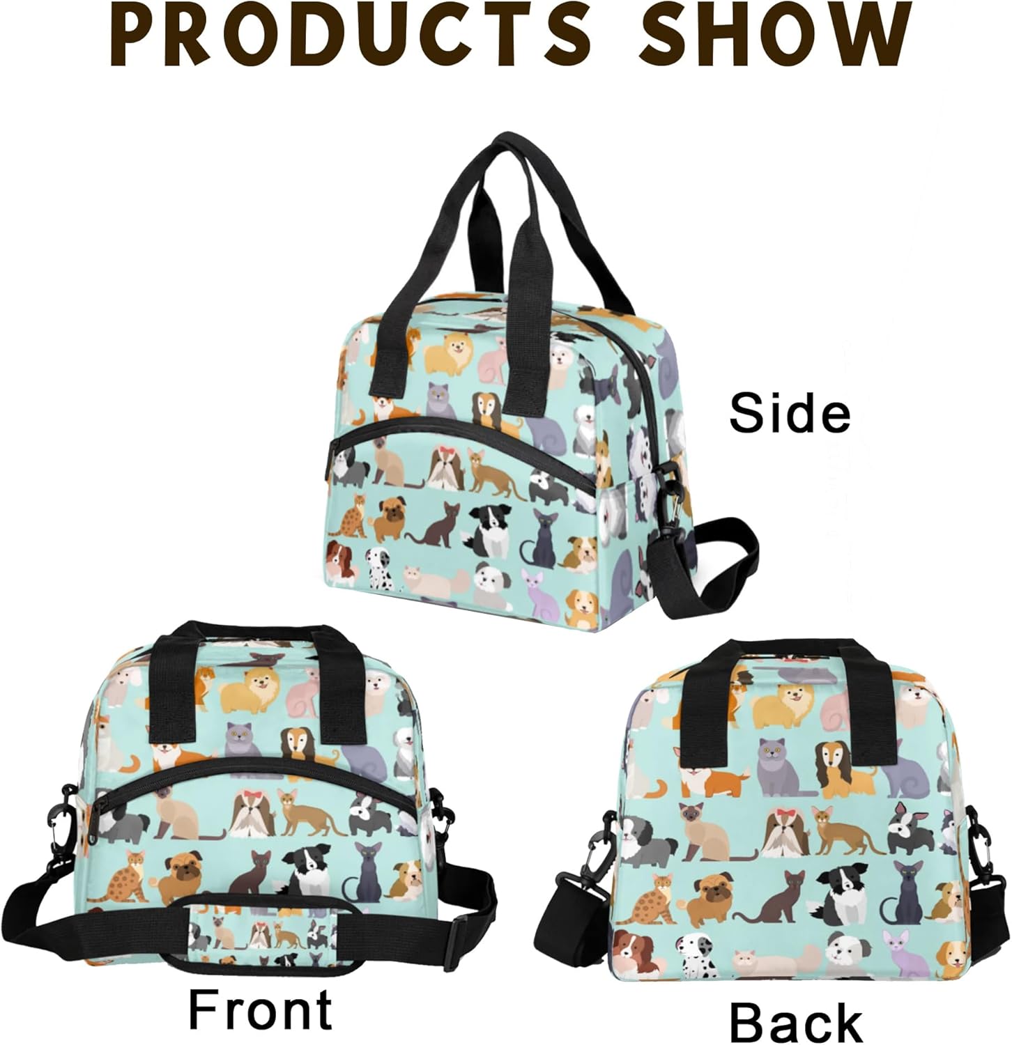 Lunch Bag for Women Men - Reusable Leakproof Meal Prep Lunch Bag Cooler Tote Bag with Adjustable Shoulder Strap for Travel Picnic Work School - Cute Dog