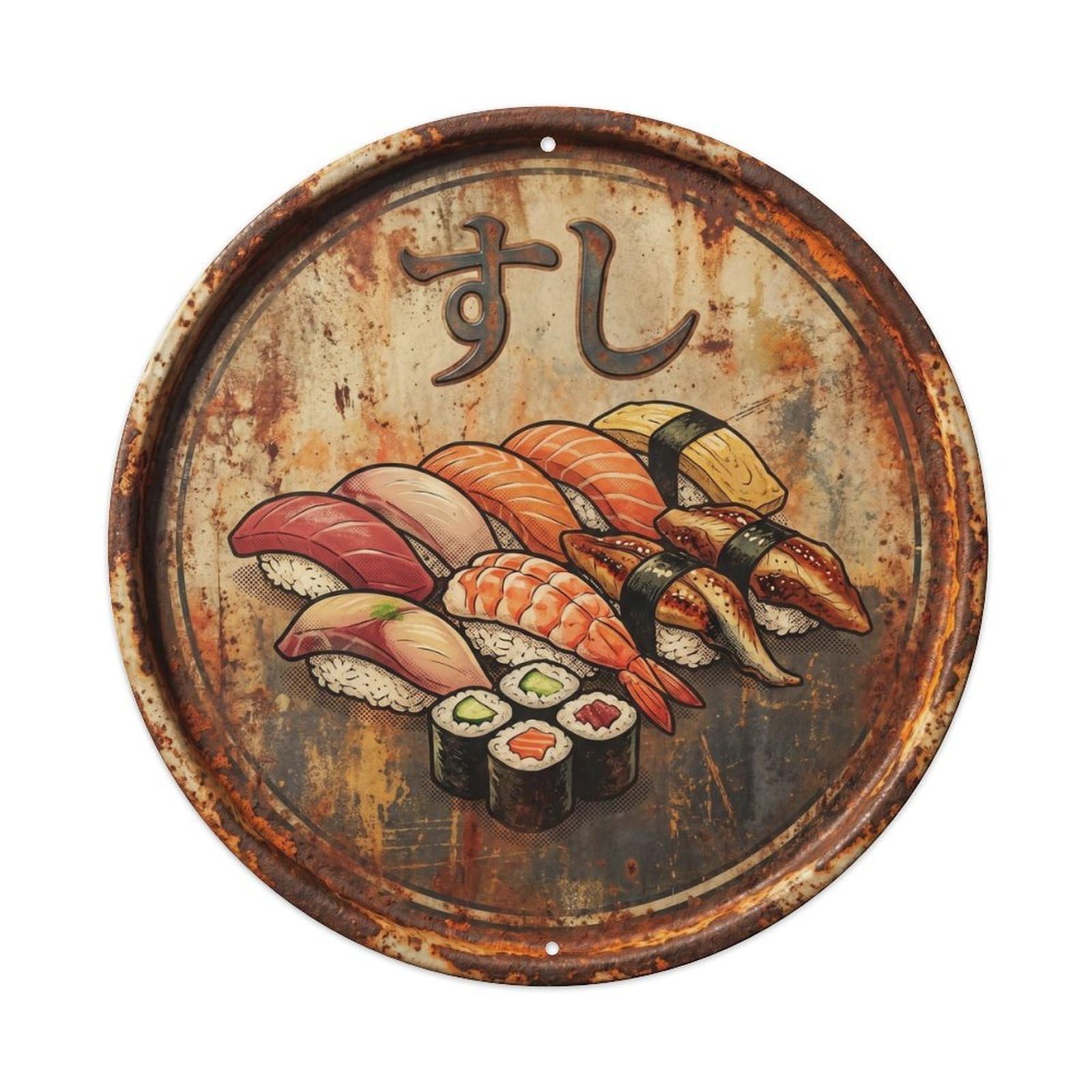 Cxhjca 8X8inch(20X20cm) Japanese Sushi Bar Classic Cafe Seafood Restaurant Metal Tin Sign