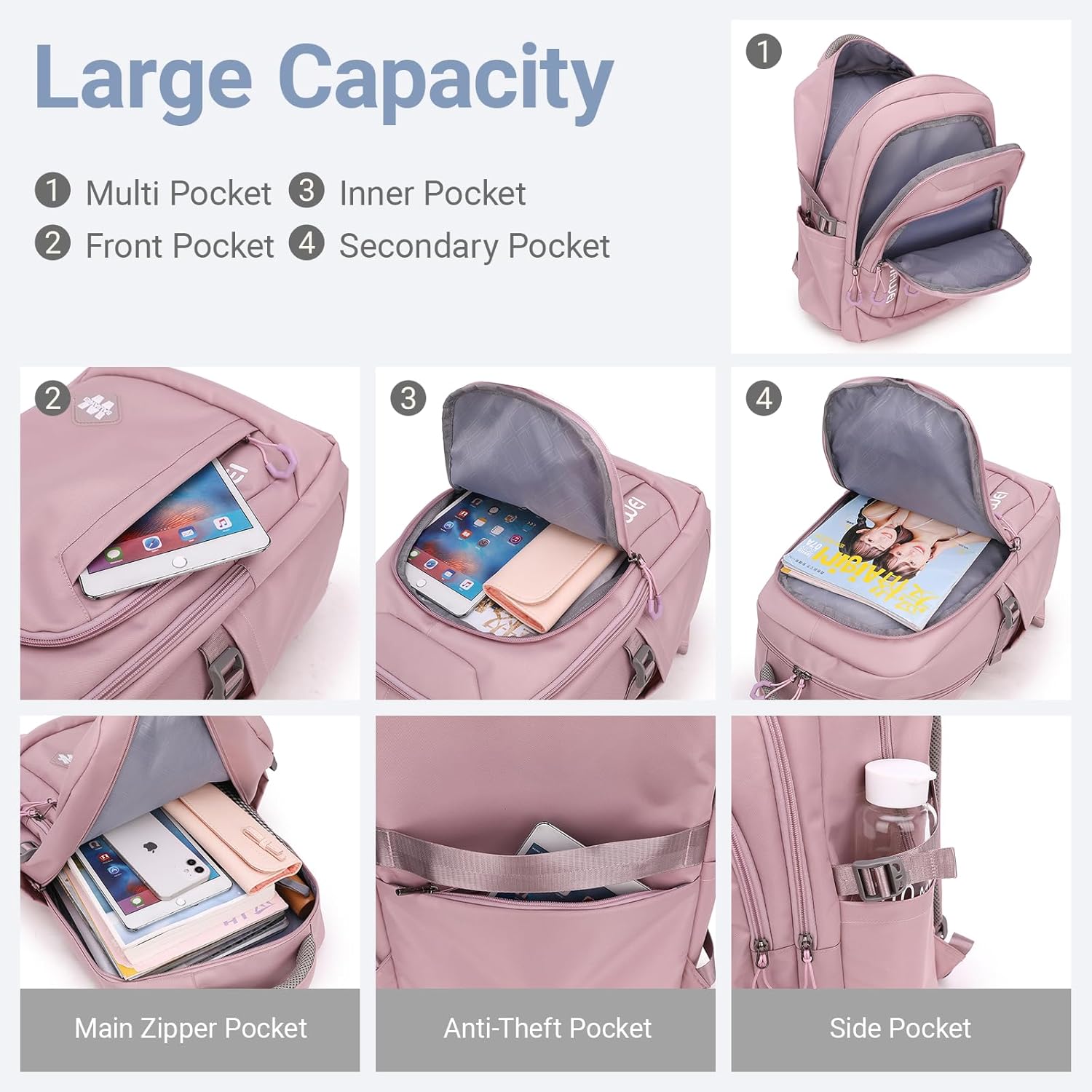 Kids Backpacks for School Teens Girls Cute Backpack for School Bookbag Women Travel Student Large Book Bag Boys, Purple