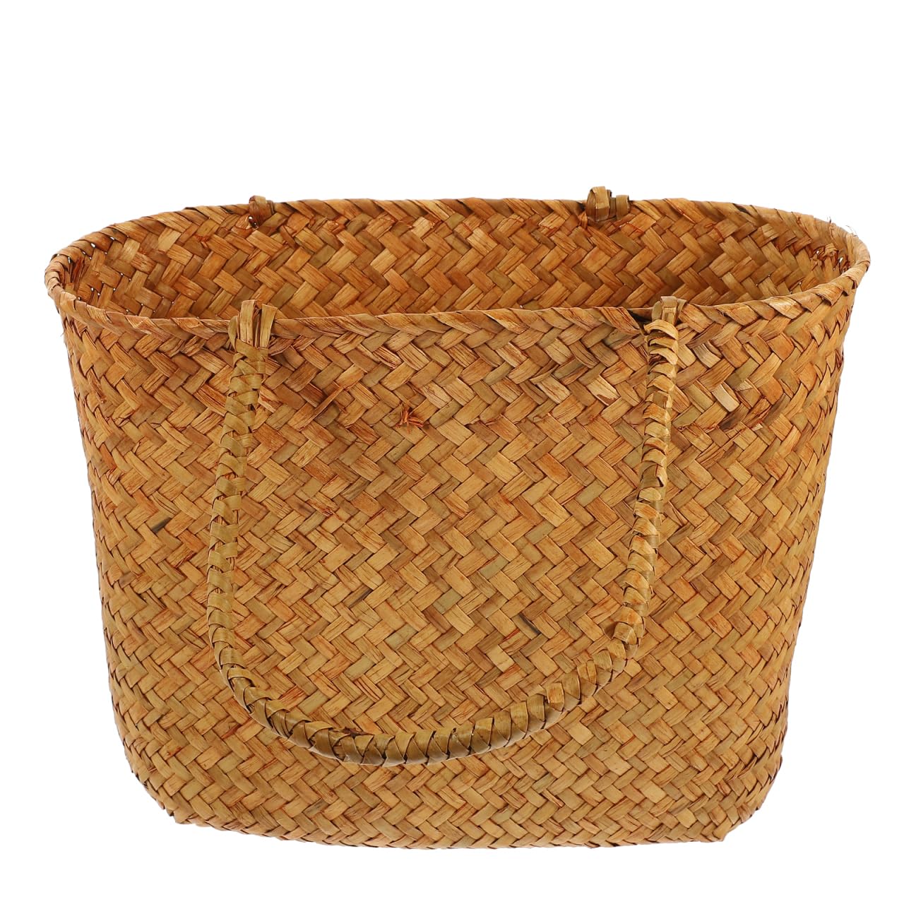 Panier d'épicerie en rotin, sac de plage, panier de fruits tissé, panier de pique-nique avec poignées, panier d'aquarium, panier de rangement, sac de rangement manuel avec paille