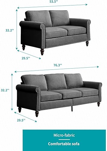 Miniatura 10 de BALUS Sofá biplaza tapizado para sala de estar, muebles modernos con cojín de 5.9 pulgadas de grosor para apartamento, sala de estar, dormitorio,