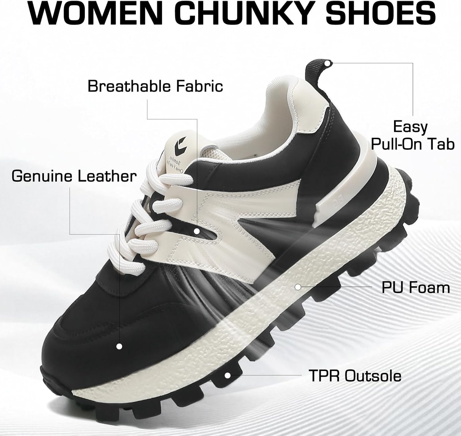 somiliss Womens Walking Sneakers Chunky Platform Breathable Shoes Fashion Sneakers for Women Comfortable Non-Slip Casual Work Shoes - Image 2
