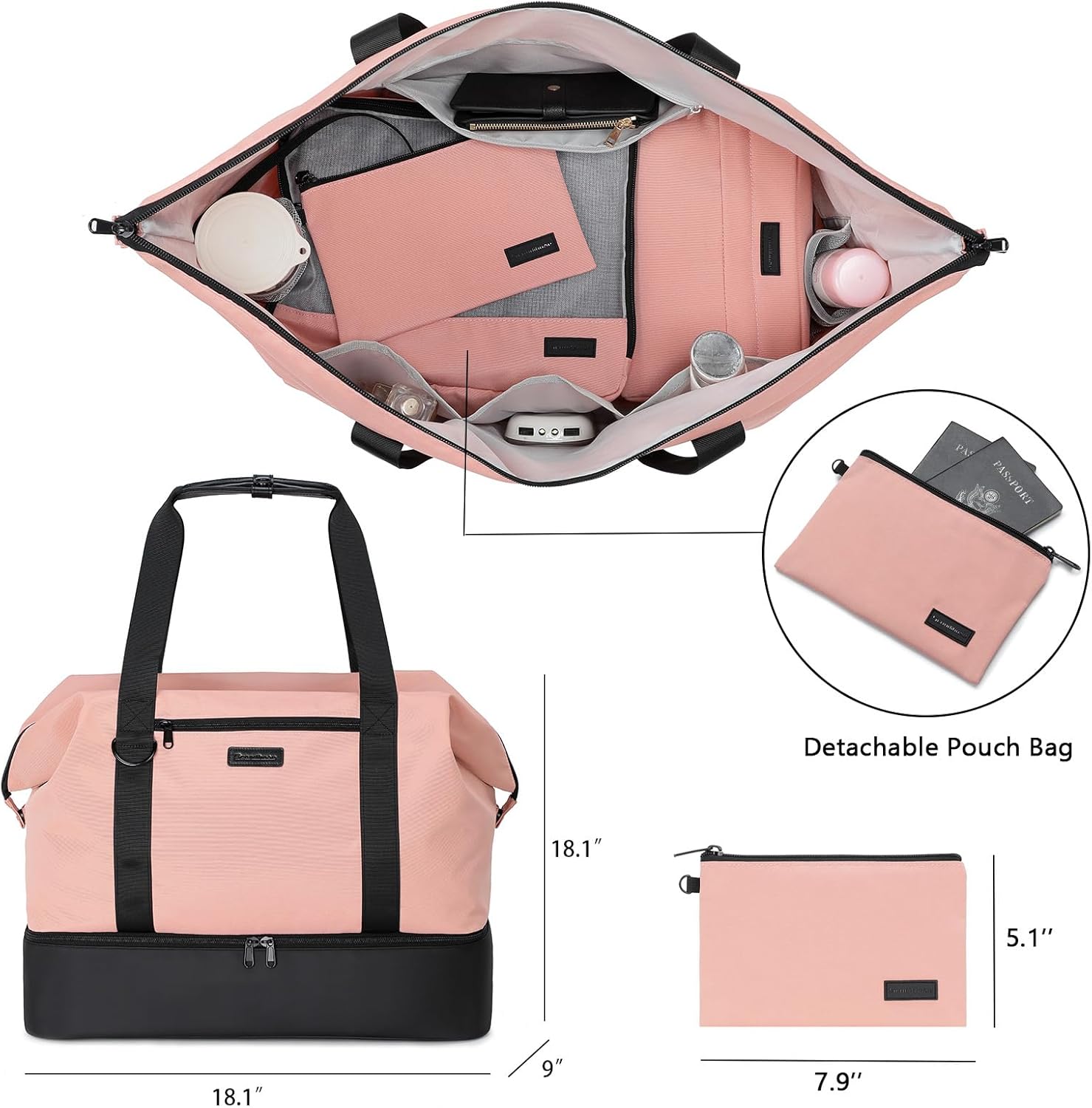 Travel Duffle Bag Weekender Bag with Shoe Compartment, Waterproof Travel Bag, Carry on Overnight Tote Bag - Image 5