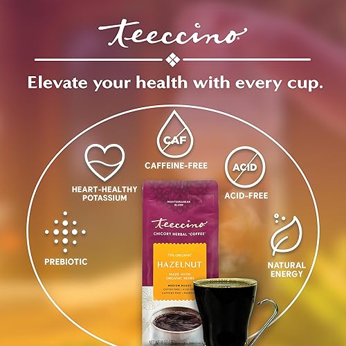 Miniatura 3 de Teeccino Avellana Achicoria de hierbas café alternativa última intervensión de ácido última intervensión de cafeína ML Pack de 3