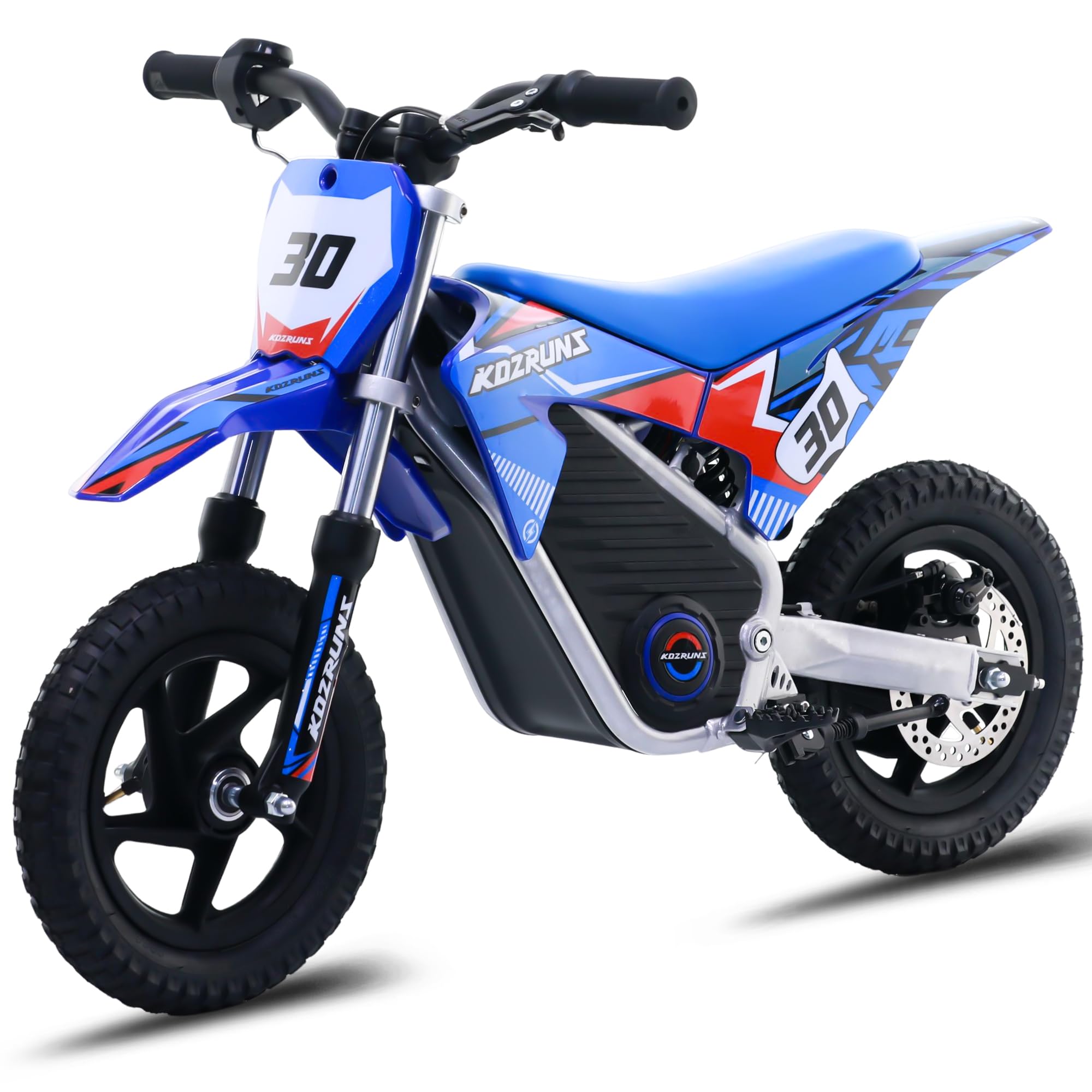 36V Electric Dirt Bike for Kids Aged 3-8, Brushless 250W Racing Grade Electric Motorcycle, Up to 15.5MPH & 3 Speed Settings, Safe Disc Brakes, 12'' Off-Road Knobby Tires, Blue