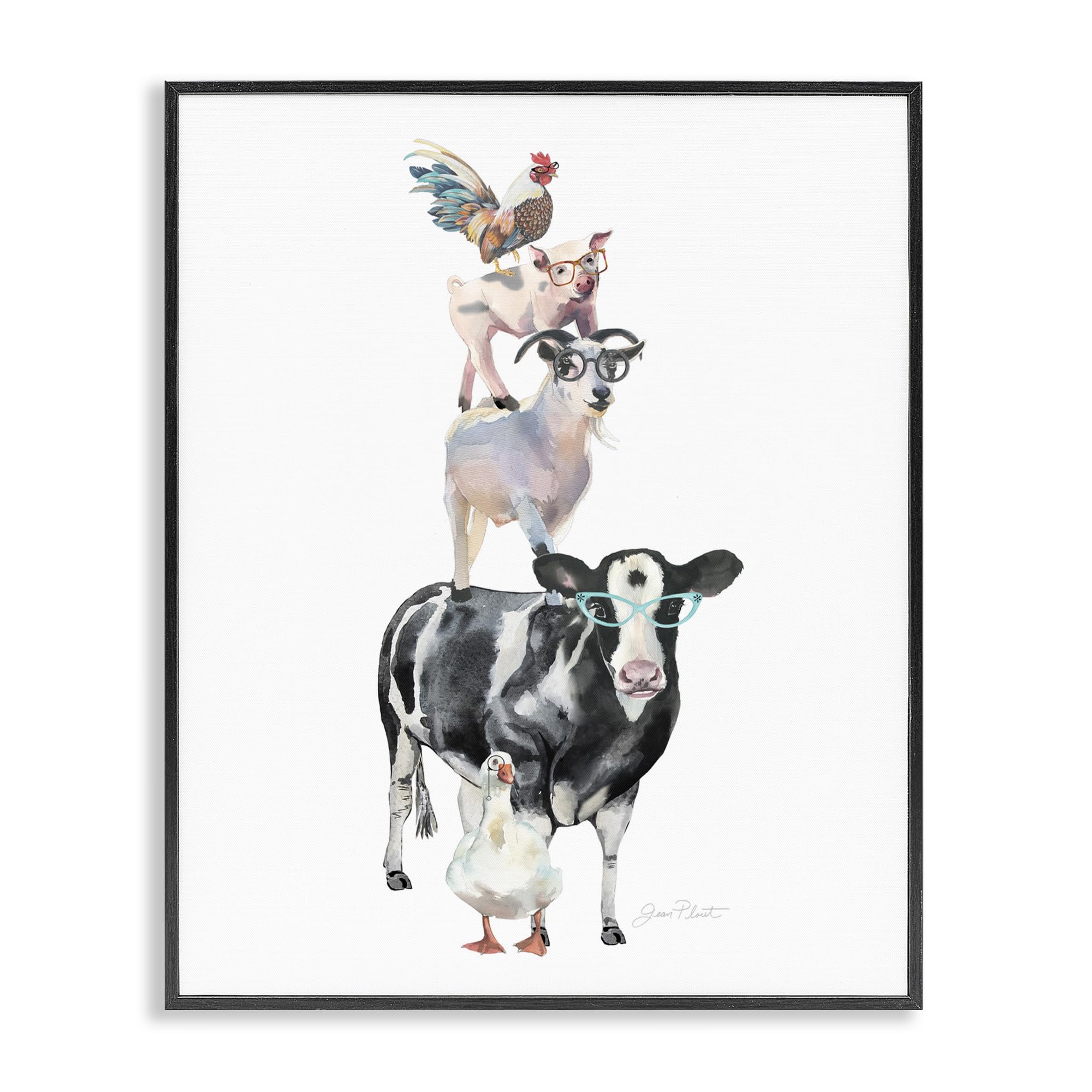 Famille d'animaux de la ferme giclée encadrée Jean Plout art lithographie