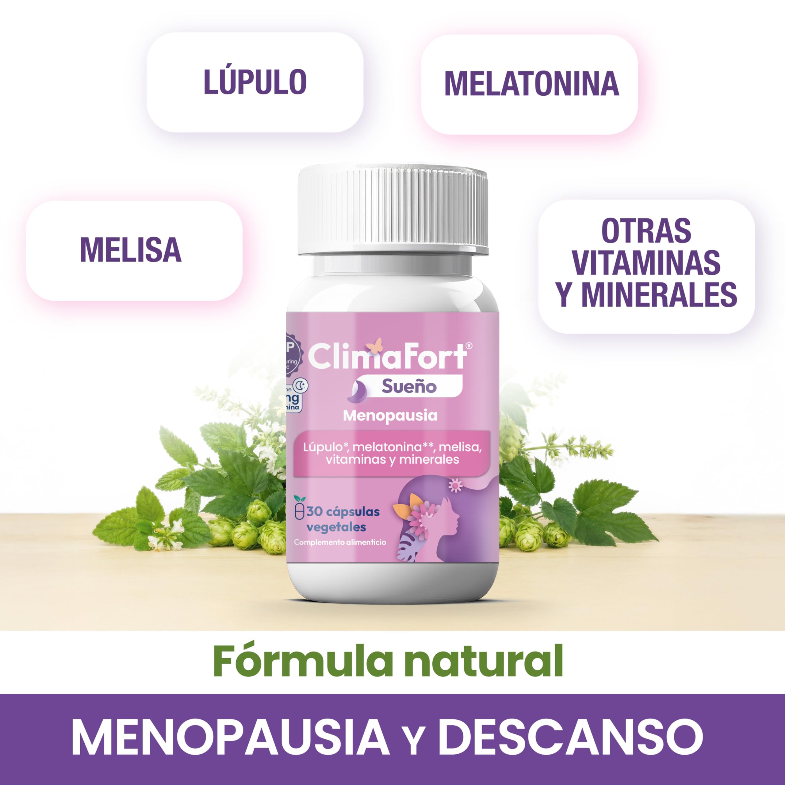 [Pack de 2] ClimaFort Sueño | Alivia Sofocos, Insomnio y Síntomas de Premenopausia y Menopausia | Lúpulo, Melatonina, Vitaminas, Minerales | 2 meses de Tratamiento | 1 Cápsula al día