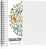 Prudiut 200gsm Bleedproof Marker Paper Pad - 8.3x8.9in Spiral Sketchbook, 30 Sheets Double-Sided for Alcohol Markers & Art