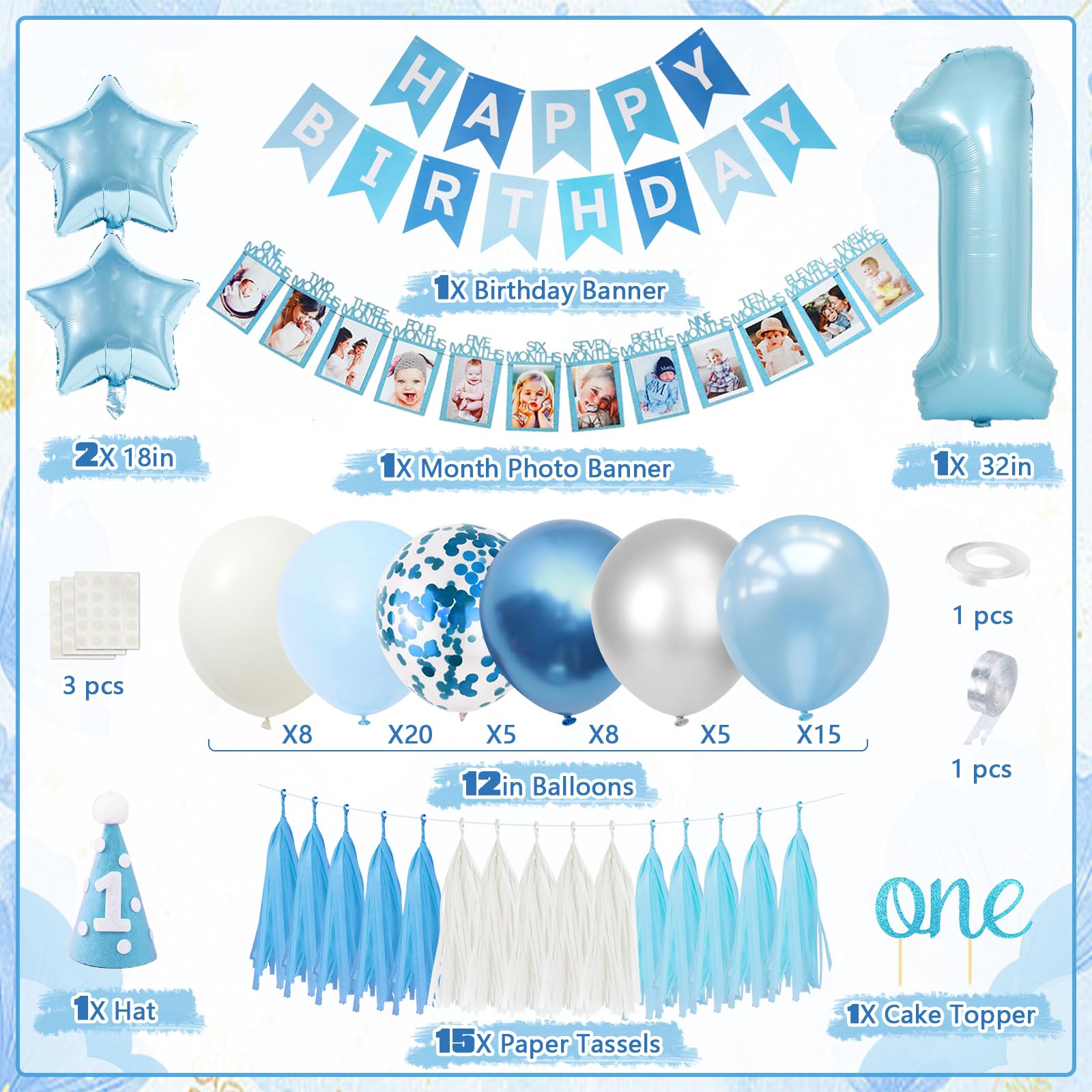 Joyeux 1er anniversaire guirlande décorative colorée non-tissés bannière BANDEROLE - BANNIERE Joyeux 1er anniversaire guirlande décorative colorée non-tissés bannière BANDEROLE - BANNIERE