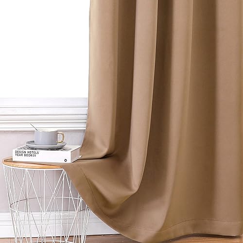 Vista 6 de ChrisDowa 100% Blackout Curtains for Bedroom with Black Liner, 2 Thick Layers Total Blackout Thermal Insulated Grommet Window Curtains 2 Panels Set