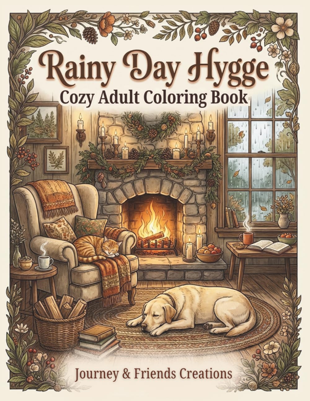 Rainy Day Hygge - Cozy Adult Coloring Book with Full-Color Reference Pages: Detailed Stress Relief Hygge Coloring Book